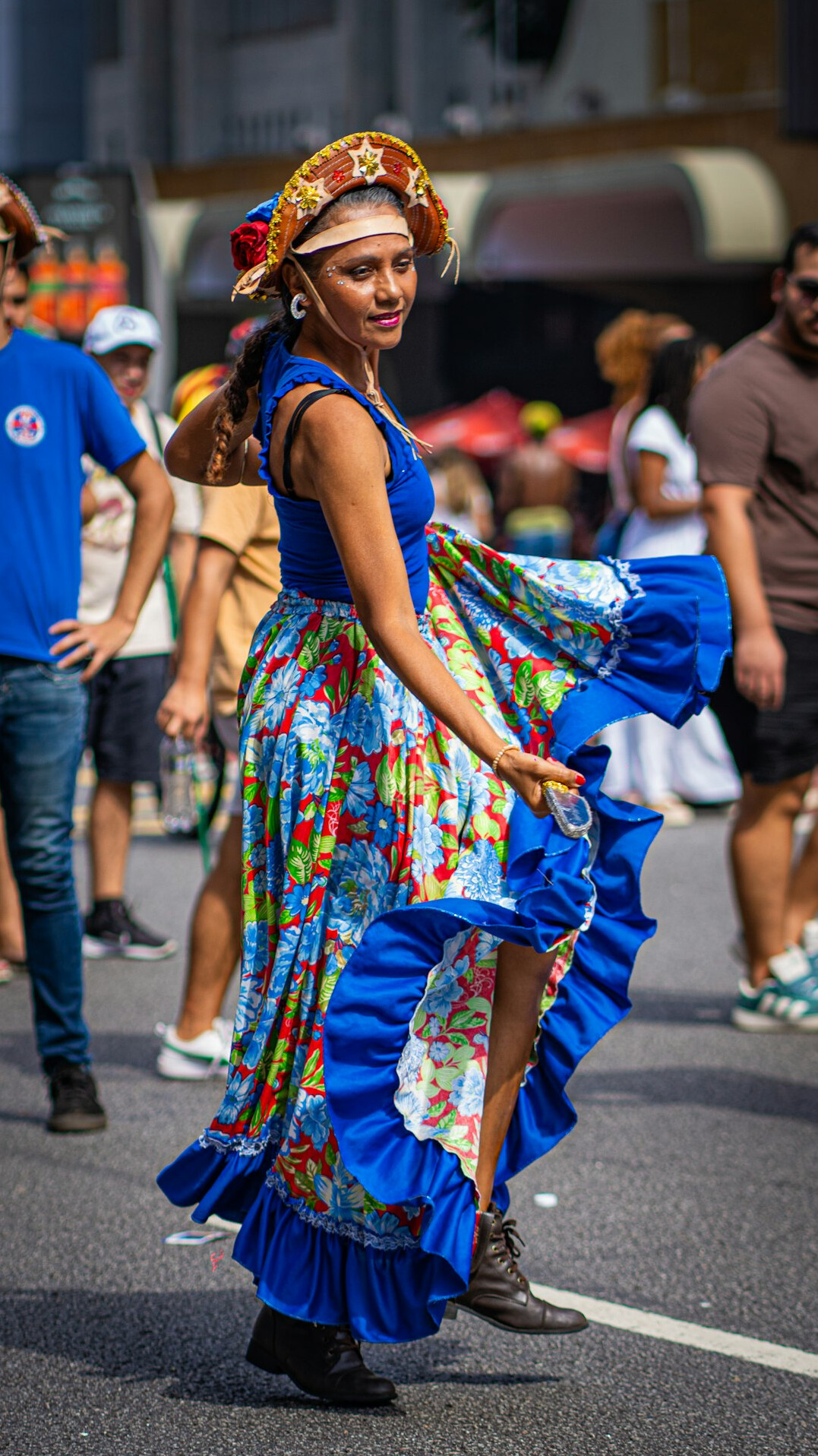 Brazilian woman confidently presenting to an audience