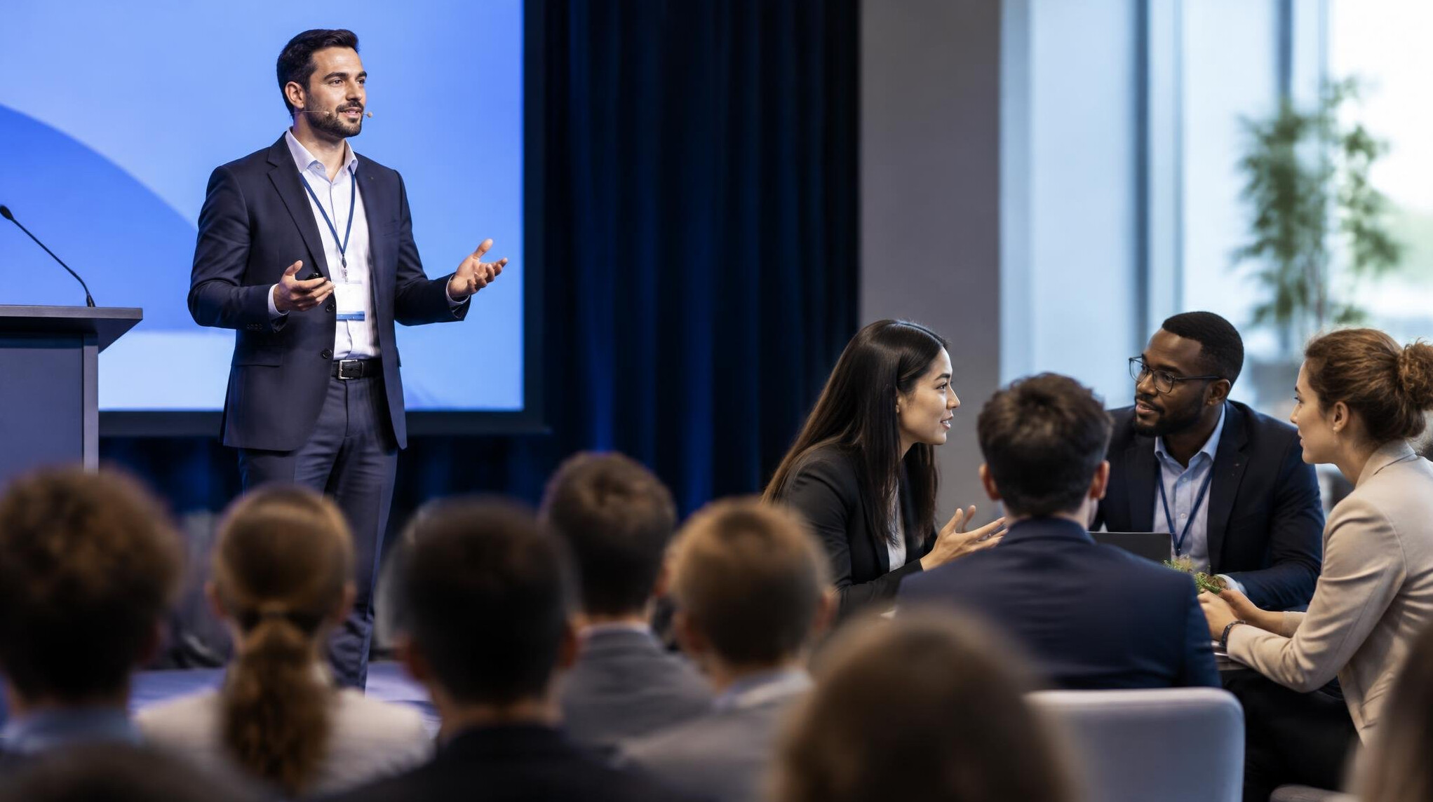 professional speaker on stage