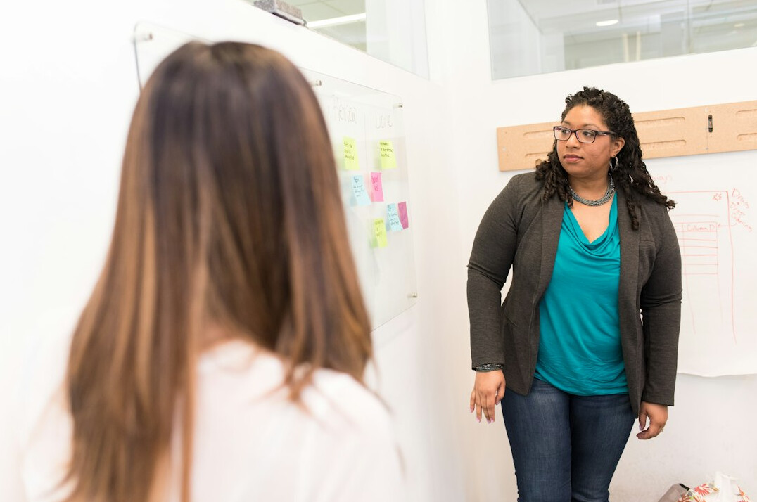 person practicing communication skills